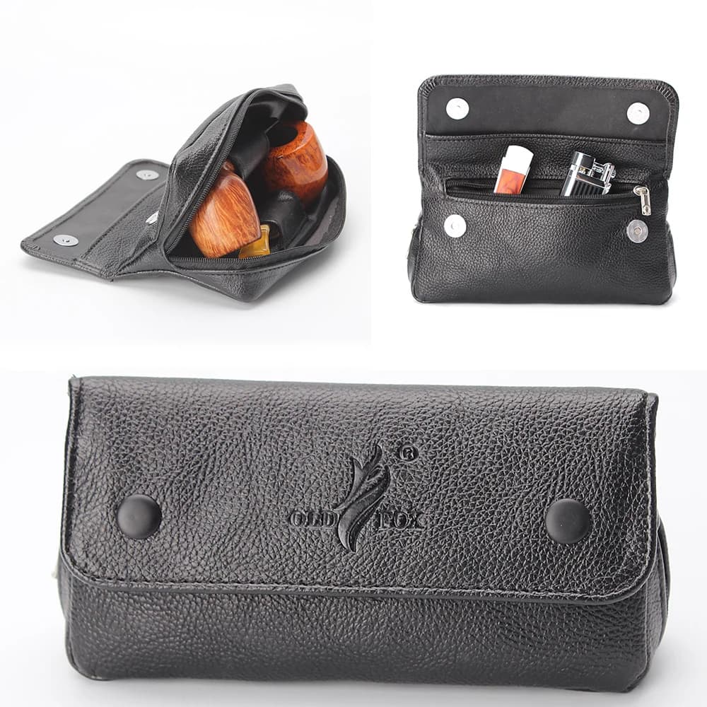JIBILL-Sac à tabac rétro en cuir PU, étui pour poudres de pipe, outil de nettoyage de fumée, porte-papier pour fumer, sac portefeuille, 2 pièces