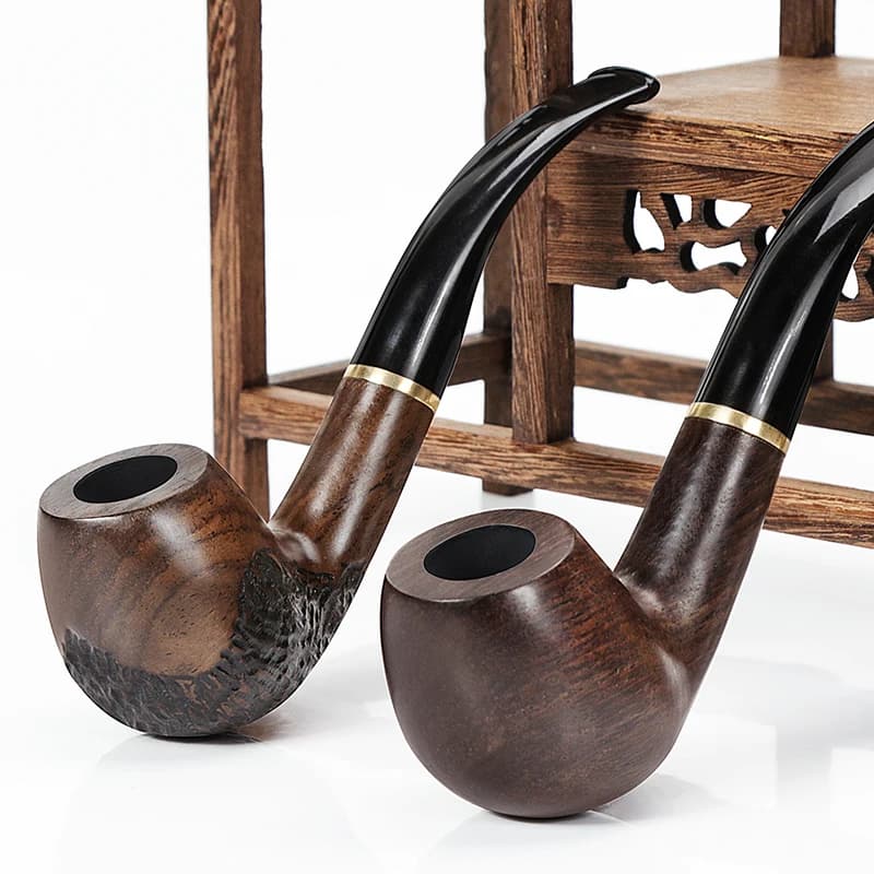 Pipe en bois d'onyx d'excavatrice de filtre de qualité supérieure, pipe de tabac faite à la main, pipe à fumer courbée vintage, accessoire de