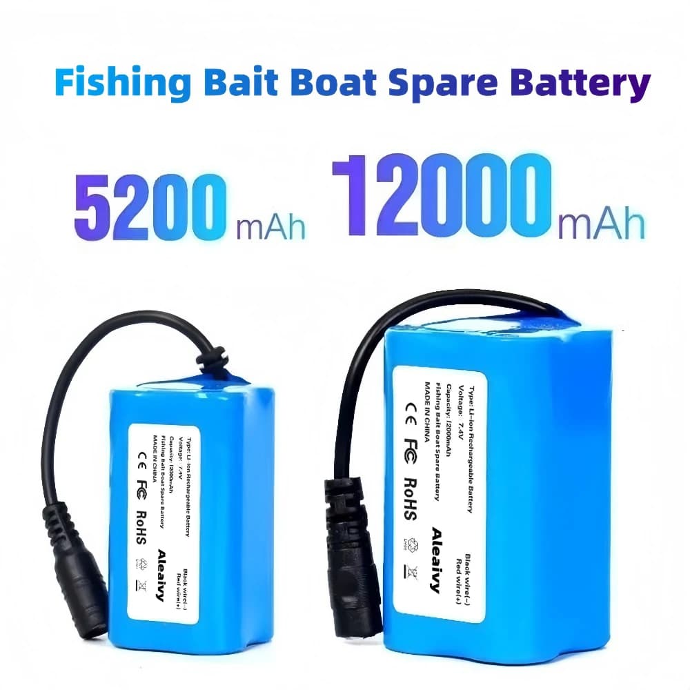 Batterie Li-ion Rechargeable 7.4V 12000mAh 5200mAh pour T188 T888 2011-5 V007 C18 H18 ainsi de suite avec télécommande, batterie de bateau d'appât