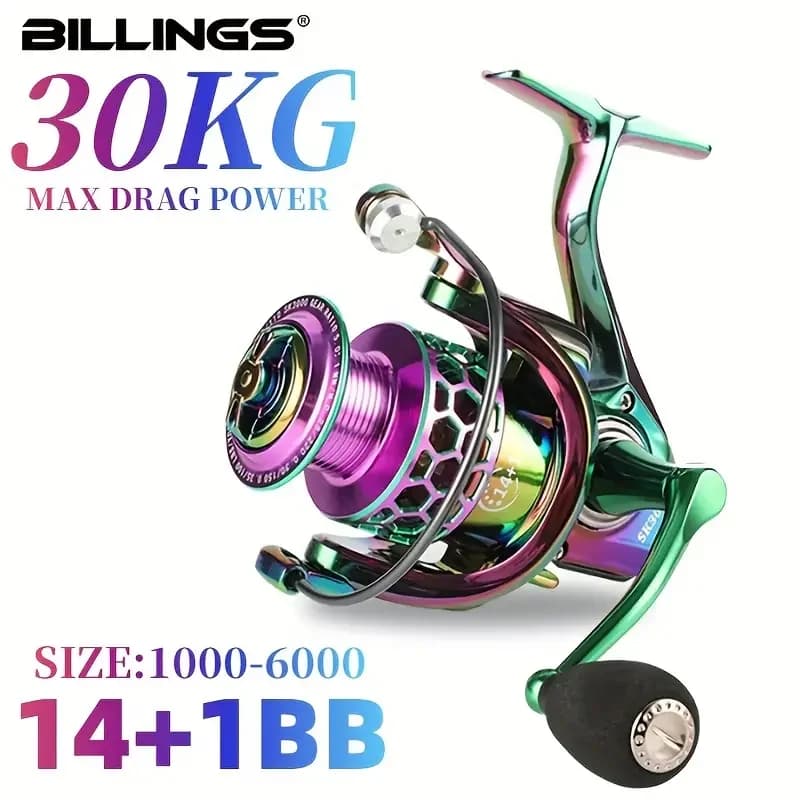 BILLINGS SK série 1000-6000, rapport de vitesse 5.0:1/4.7:1, traînée maximale de 22lb, bascule en métal CNC, moulinet de pêche Spinning, pour eau