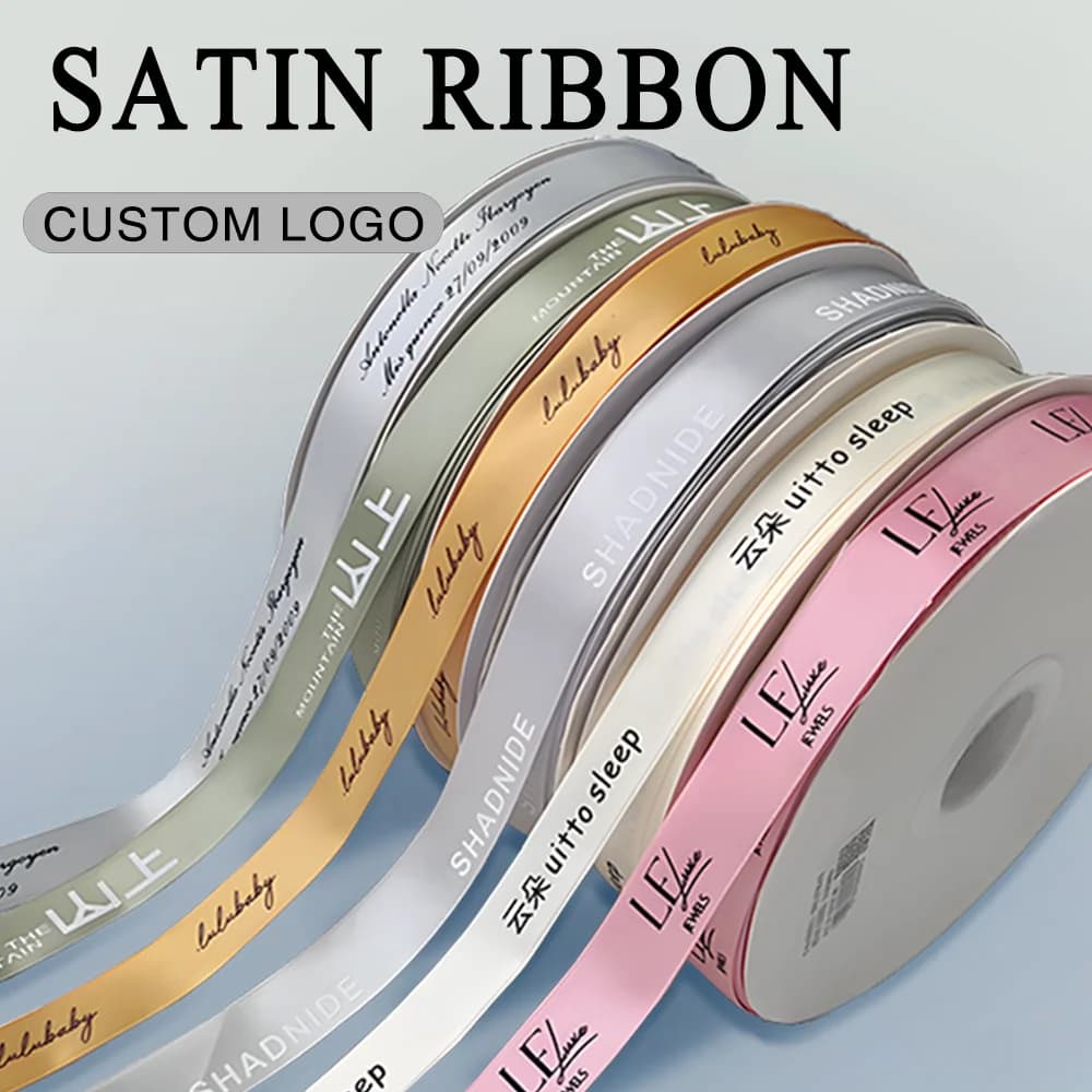 Ruban pio en Polyester Personnalisé avec Logo Imprimé, Satin pour Mariage et Anniversaire, Décoration en Tissu Artisanal