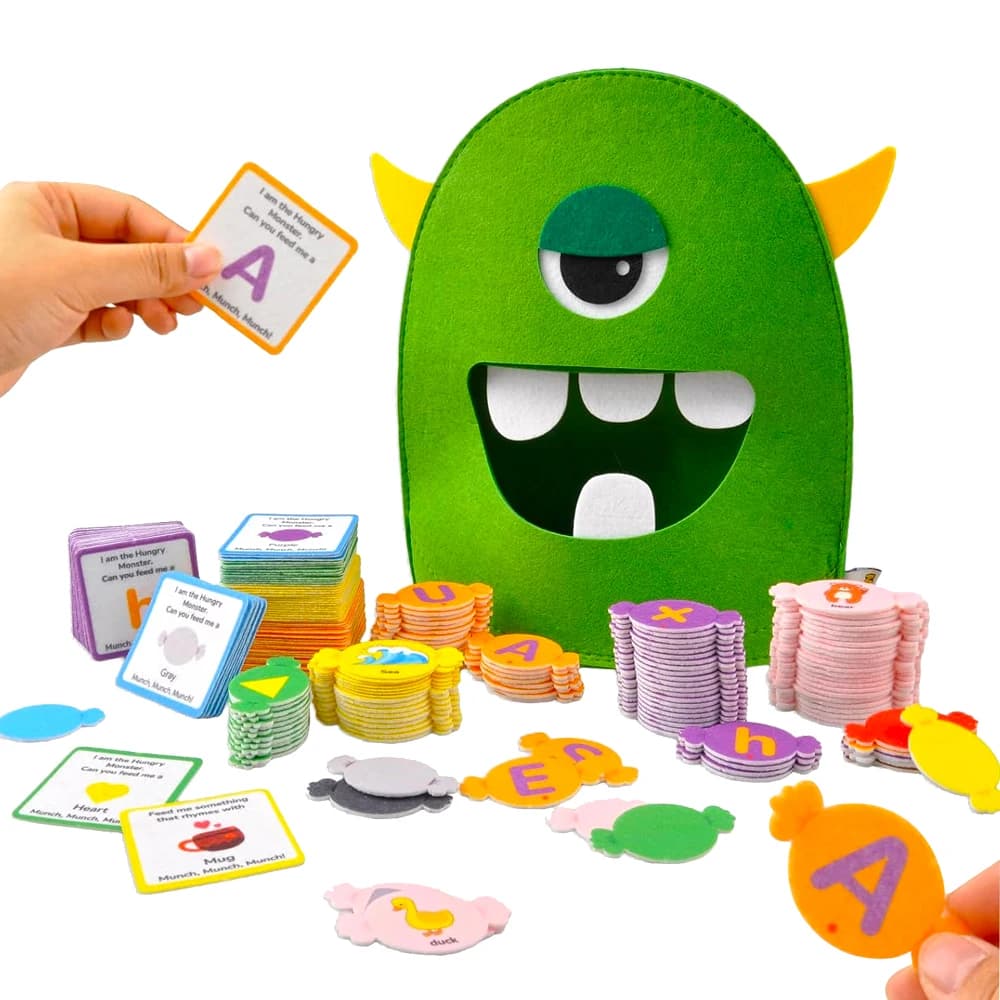 Jouets d'apprentissage de l'alphabet, couleurs assorties, jouets en feutre, reconnaissance des lettres, monstre mangeant, jeu amusant, jouets
