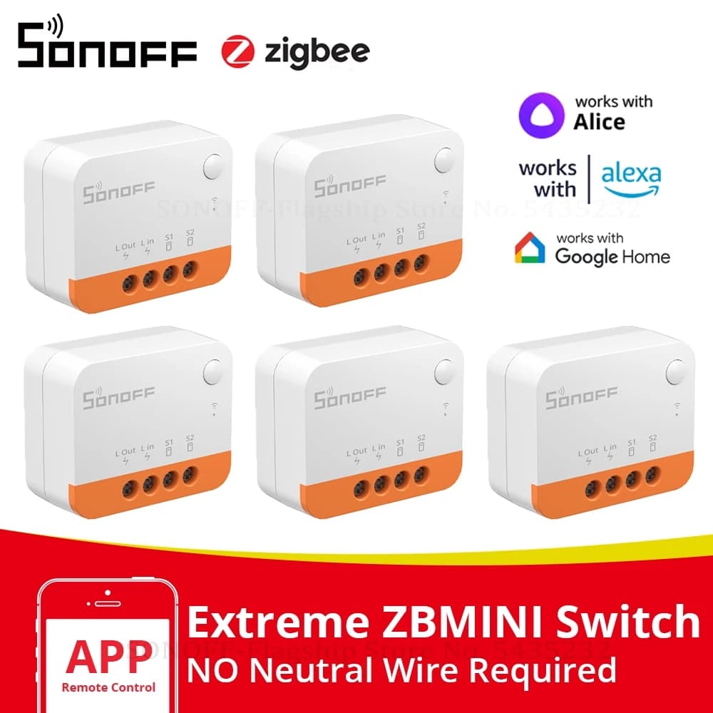 1/3/5PCS Itead SONOFF ZBMINI-L2 Zigbee BRICOLAGE Smart Switch Module Sans Fil Neutre Requis de Commande À 2 Voies Pour La Domotique Intelligente