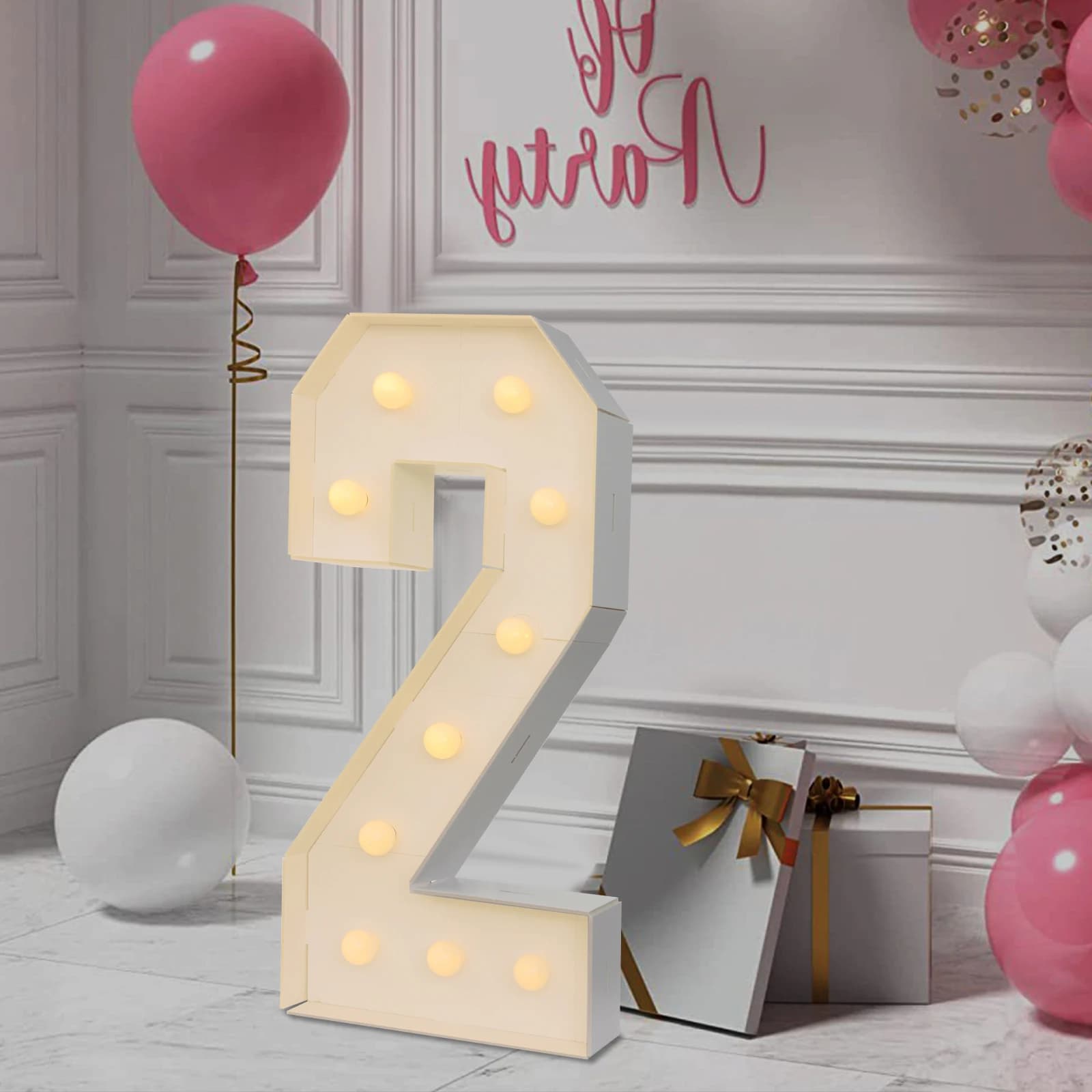 1PCS 0-9 Géant chiffre lumineux LED 100*48 cm DIY Décoration de numéro pour anniversaire, mariage, fête, Noël