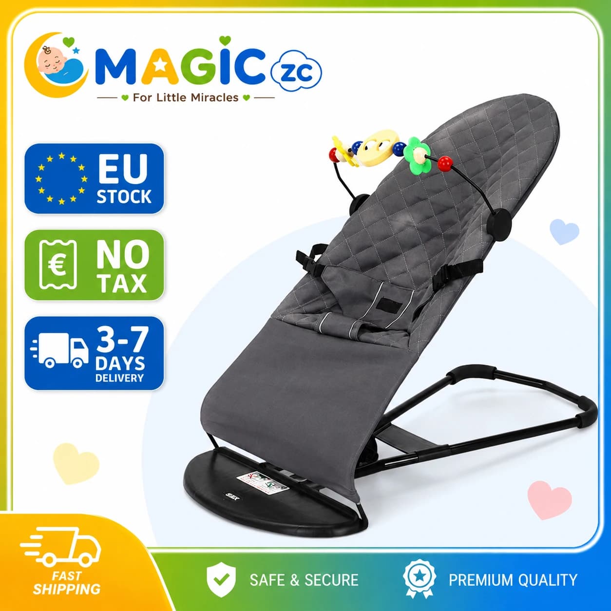 Manual Baby Swing Chair Baby Bouncer Portable Infant Rocker Newborn Recliner Seat Natural Rocking Baby Chair With Three Point Safety Belt Adjustable