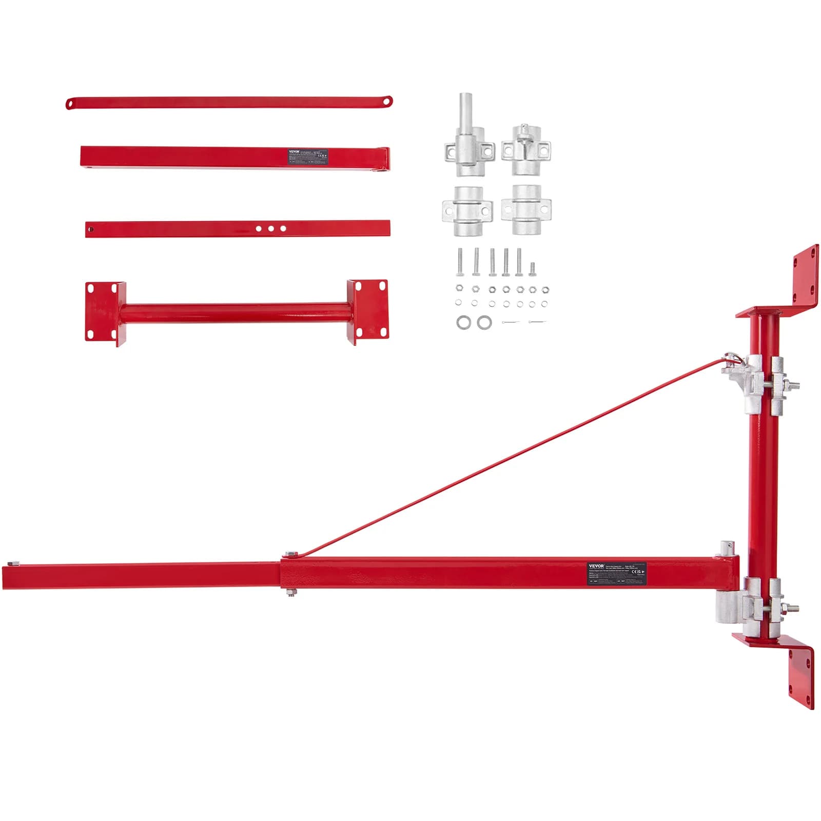 SucceBuy Support de palan électrique, bras oscillant avec cadre de levage en acier à poteau 180 °   Bras de levage de treuil d'échafaudage pour