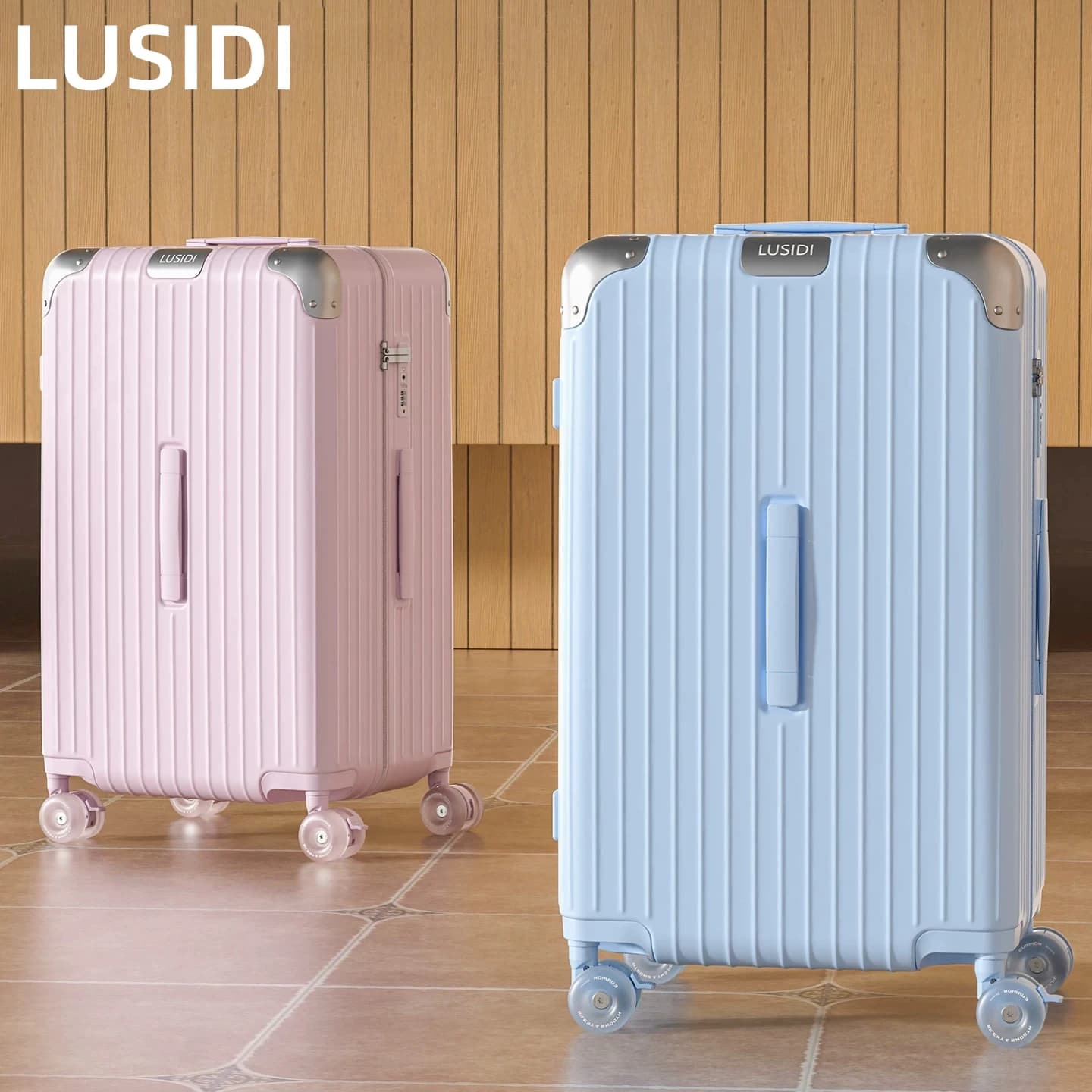 Valise classique LUSIDI, coque rigide en PC, grande capacité, bagage à roulettes, fermeture éclair anti-explosion, serrure TSA de voyage,