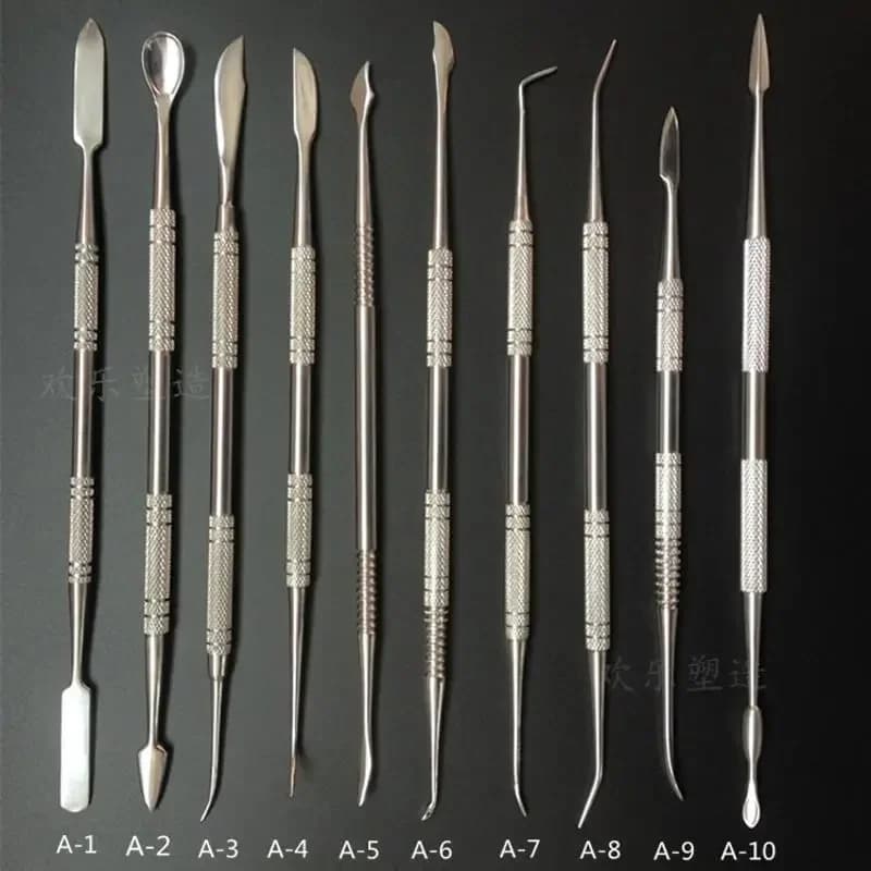 Outils en argile douce en acier inoxydable, sculpture polymère, cire lissante, poterie, modélisation en céramique, outils sculptés, accessoires 10