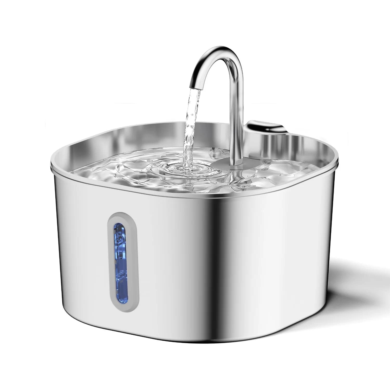 Fontaine d'eau pour chat en acier inoxydable, 2,2 l, distributeur d'eau pour animaux de compagnie avec filtre, fontaine à boire pour chien pour