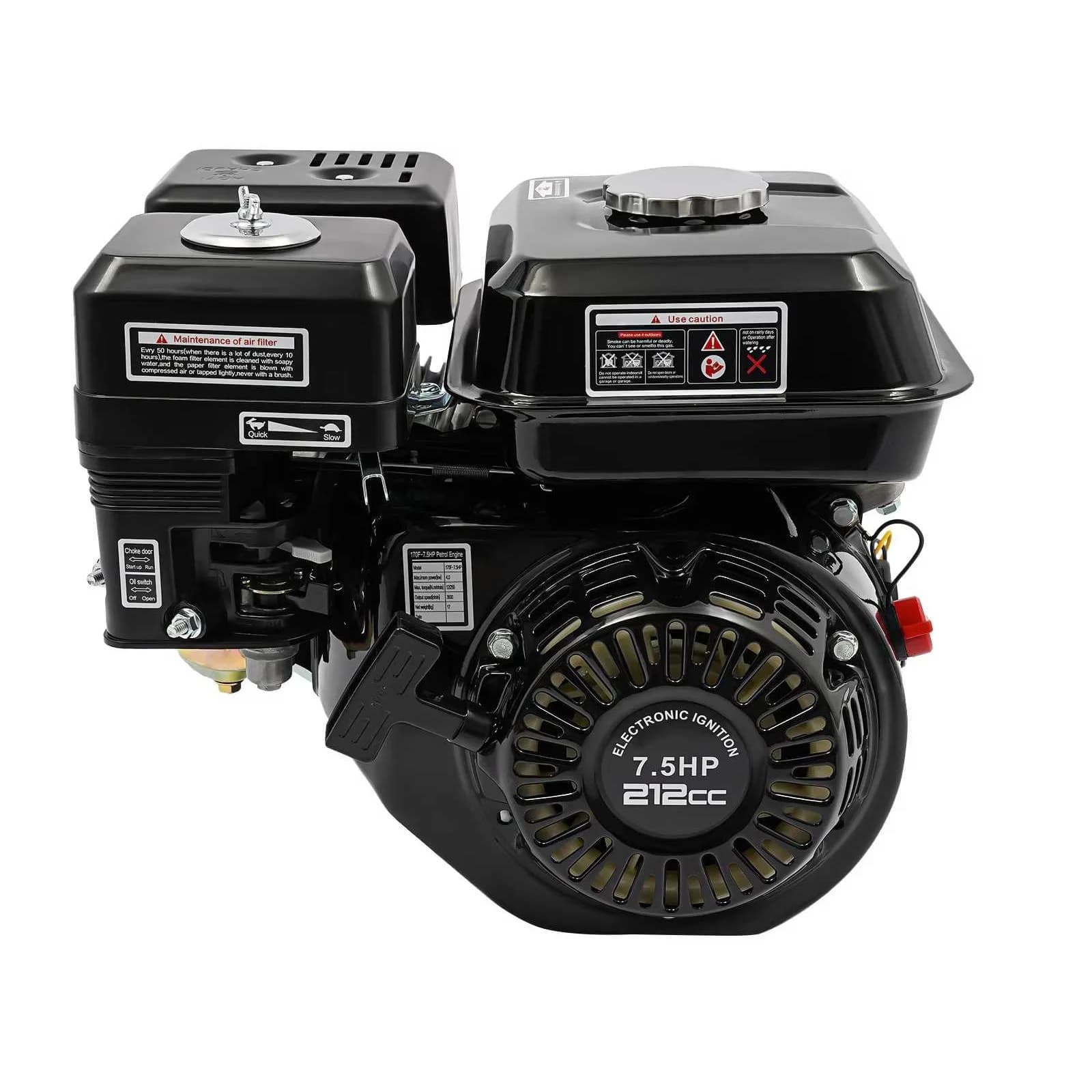 Moteur à essence OHV 4 temps 7,5hp, arbre de 20mm, 212cc, 3600 tr/min, démarrage par traction, moteur à essence refroidi par Air pour générateur,