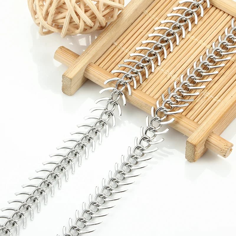 Chaîne en arête de poisson de 1 mètre, 11.5mm, en acier inoxydable, accessoires de bijouterie, fabrication de colliers et de bracelets à la mode,