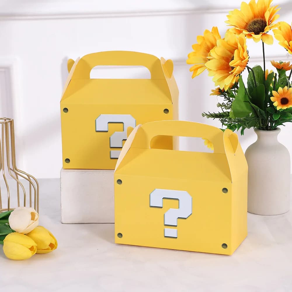 Sac cadeau en papier kraft personnalisé, sac d'emballage solide, document créatif, point d'interrogation, surprise, nouveau, 24 pièces