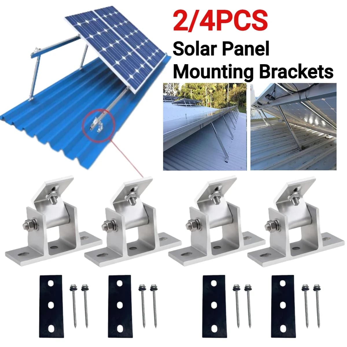 Invite de montage de panneau solaire, angle réglable, support de montage sur toit plat, panneau solaire en aluminium, accessoires pour panneaux