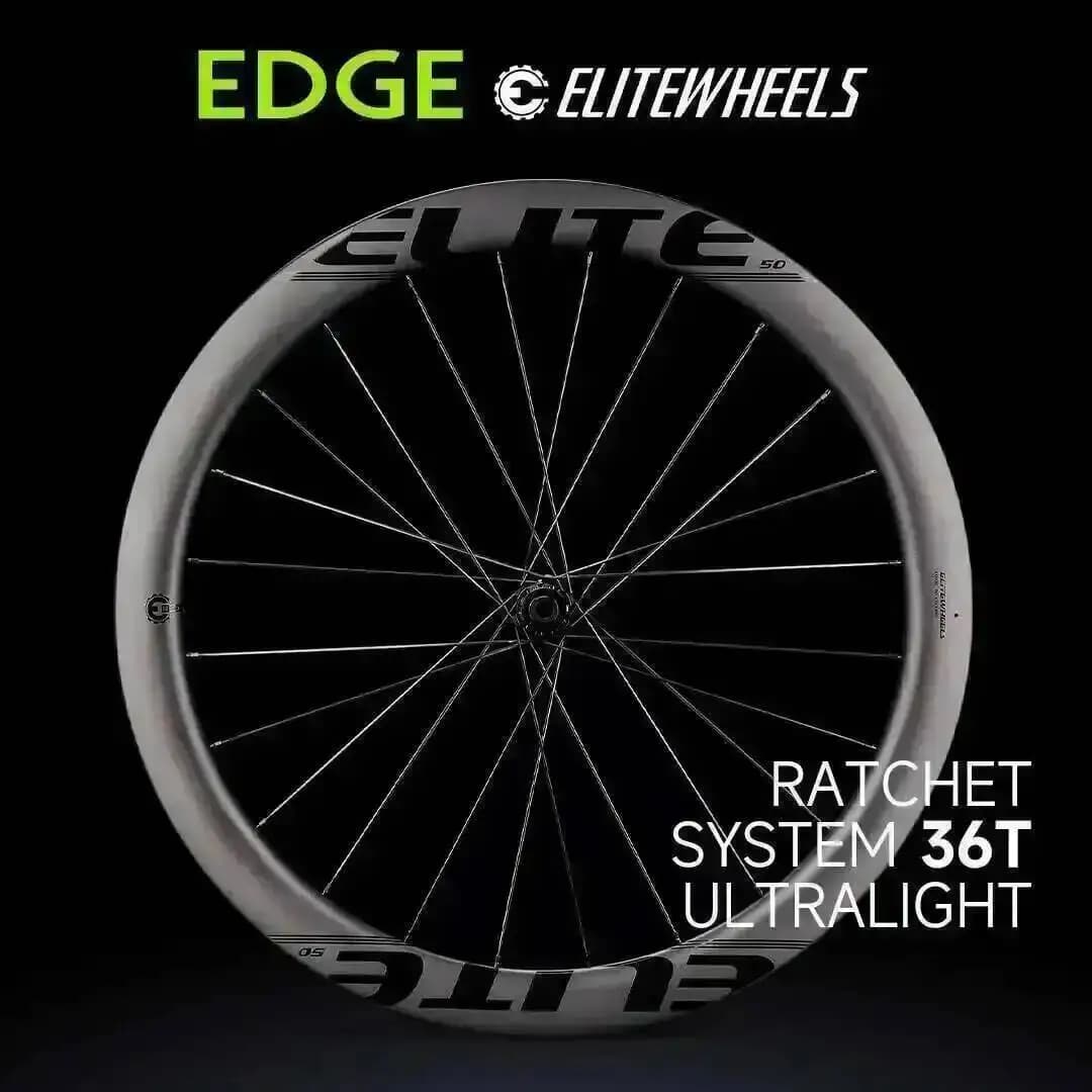 Jeu de roues carbone ELITEWHEELS EDGE Ultralight 1314g pour vélo de route, système à cliquet 36T, moyeu Wing 20 rayons, 40, 45, 50, 65 mm, pour