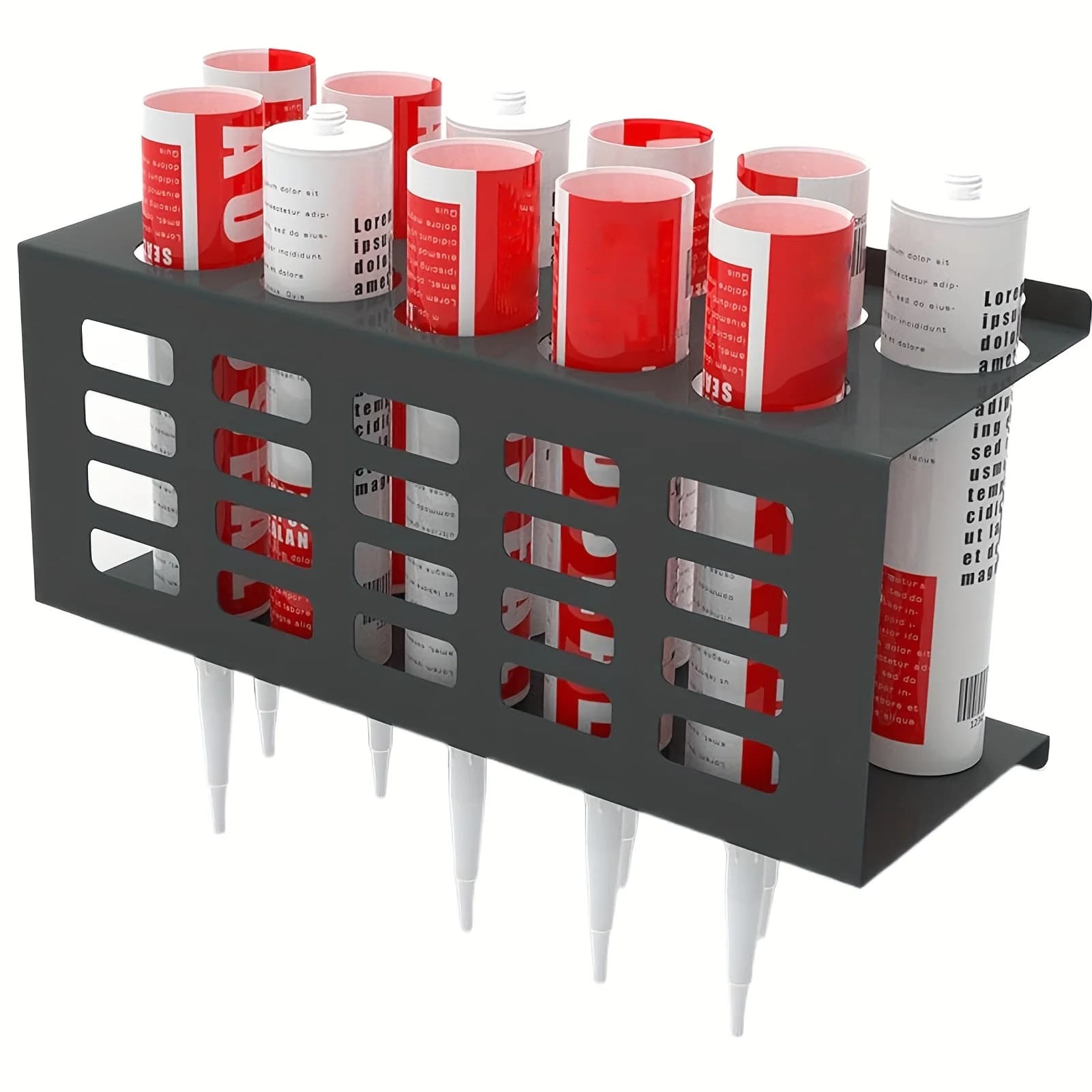 Support de rangement mural polyvalent en acier inoxydable – Organisateur de mastic et de graisse pour étagères d'atelier, de garage et de fourgon