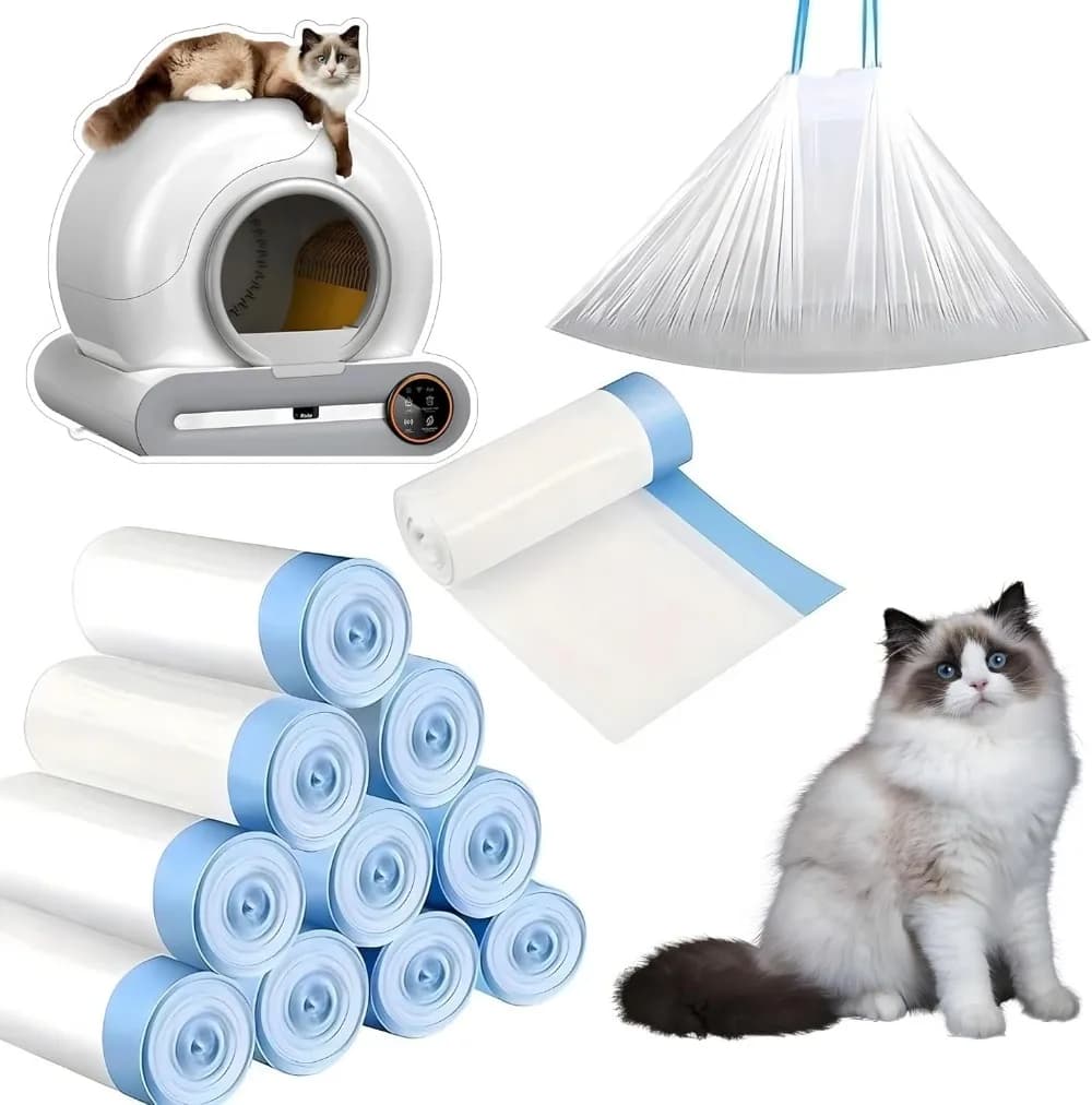Tonepie – bac à litière autonettoyant pour chat, sacs à excréments, fermeture à cordon pour toilettes pour chats, fournitures pour animaux de