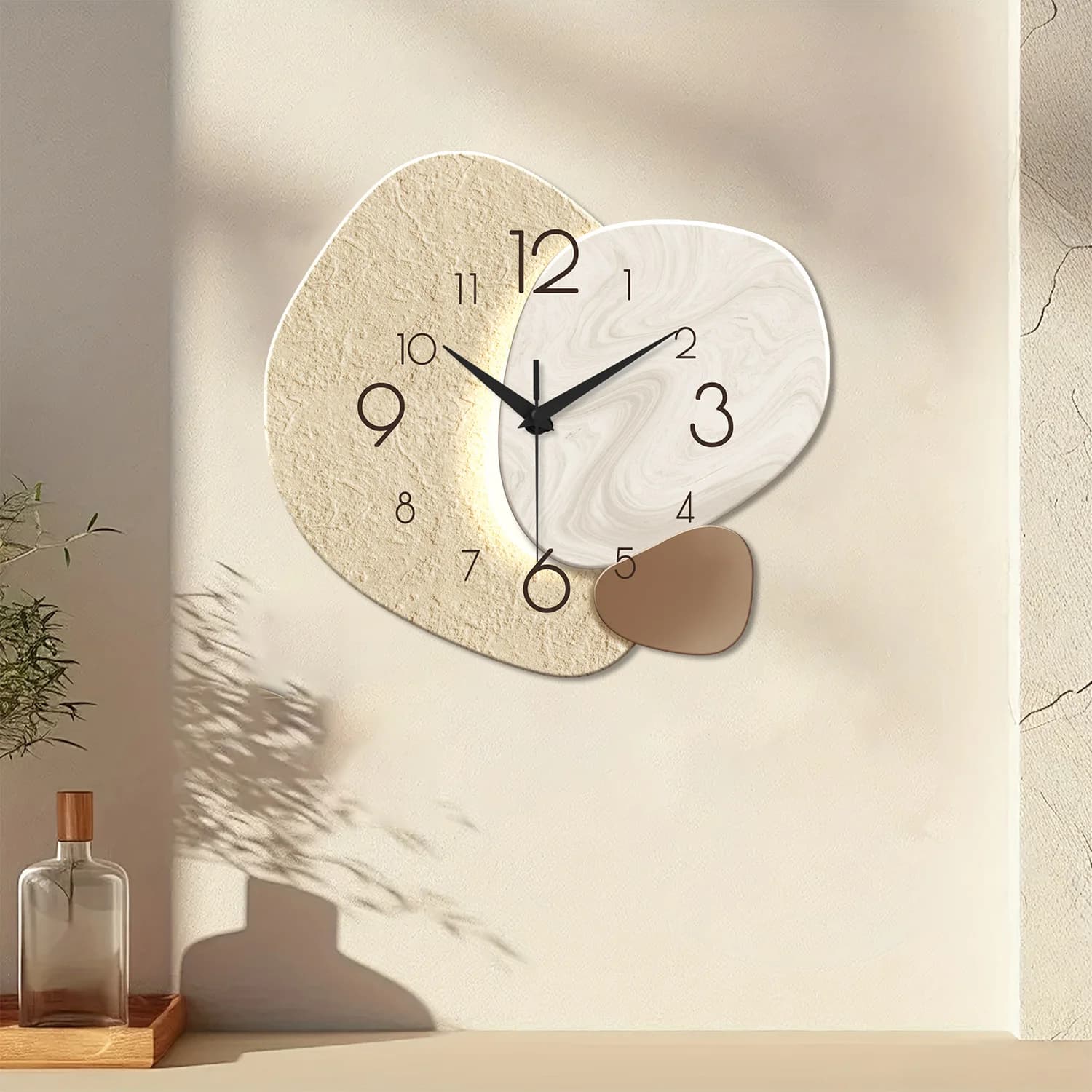 Horloge murale moderne Simple, horloge à Quartz silencieuse, horloge de chambre à coucher, salon, décoration de fond de canapé, sans batterie