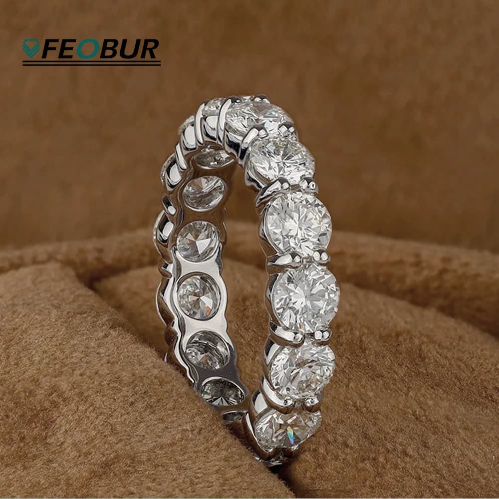 Bague en Moissanite 2/3/4/5mm pour Femme, Alliance de Mariage Éternité Complète, Argent 925, Diamant de Laboratoire Certifié, Bagues de