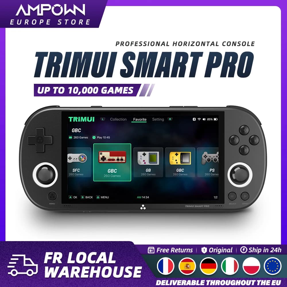Trimui Smart Pro Console de jeu portable 4.96 ''écran IPS système Linux Joystick éclairage rvb Trimui rétro Console de jeu vidéo cadeau