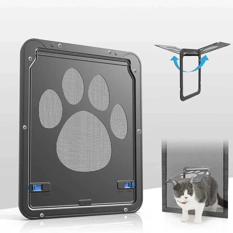 Porte pour animaux de compagnie, porte pour chat, écran magnétique verrouillable en toute sécurité, fenêtre extérieure pour chiens et chats,