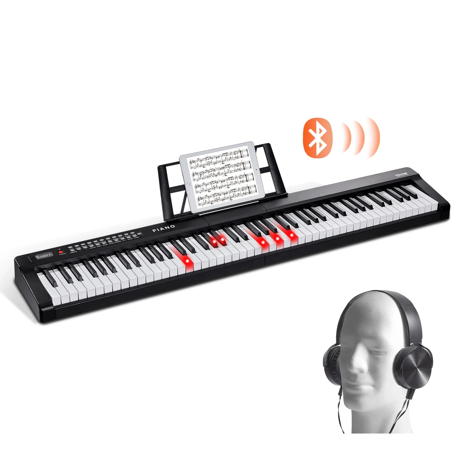 SucceBuy 88 touches clavier de piano numérique touches semi-lestées clavier électrique portable pleine taille ensemble de piano 1000 tons pour les