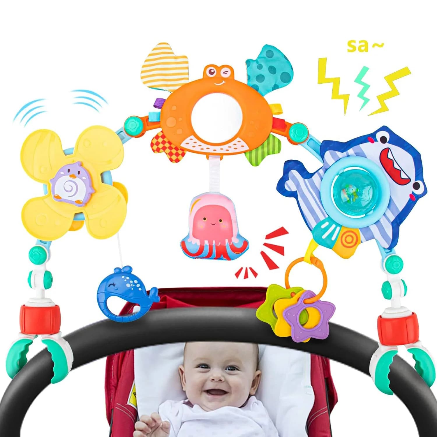 Jouets d'arc de poussette pour bébé, jouet videur, arc d'activité, jouets de motricité Fine, développement sensoriel, jouets de siège de voiture