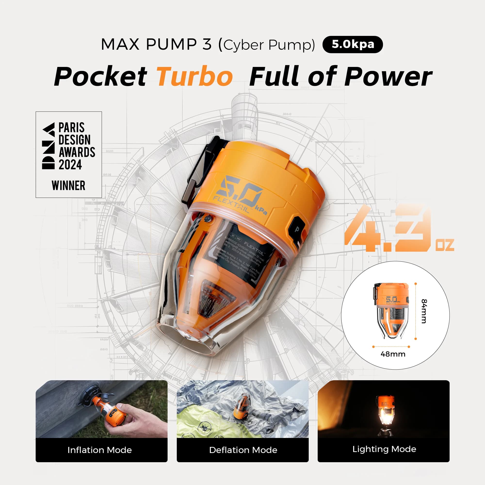 FLEXTAIL Pompe à air électrique, pompe de camping portable avec lumière ambiante à 3 niveaux pour lit pneumatique, matelas de couchage, sac sous