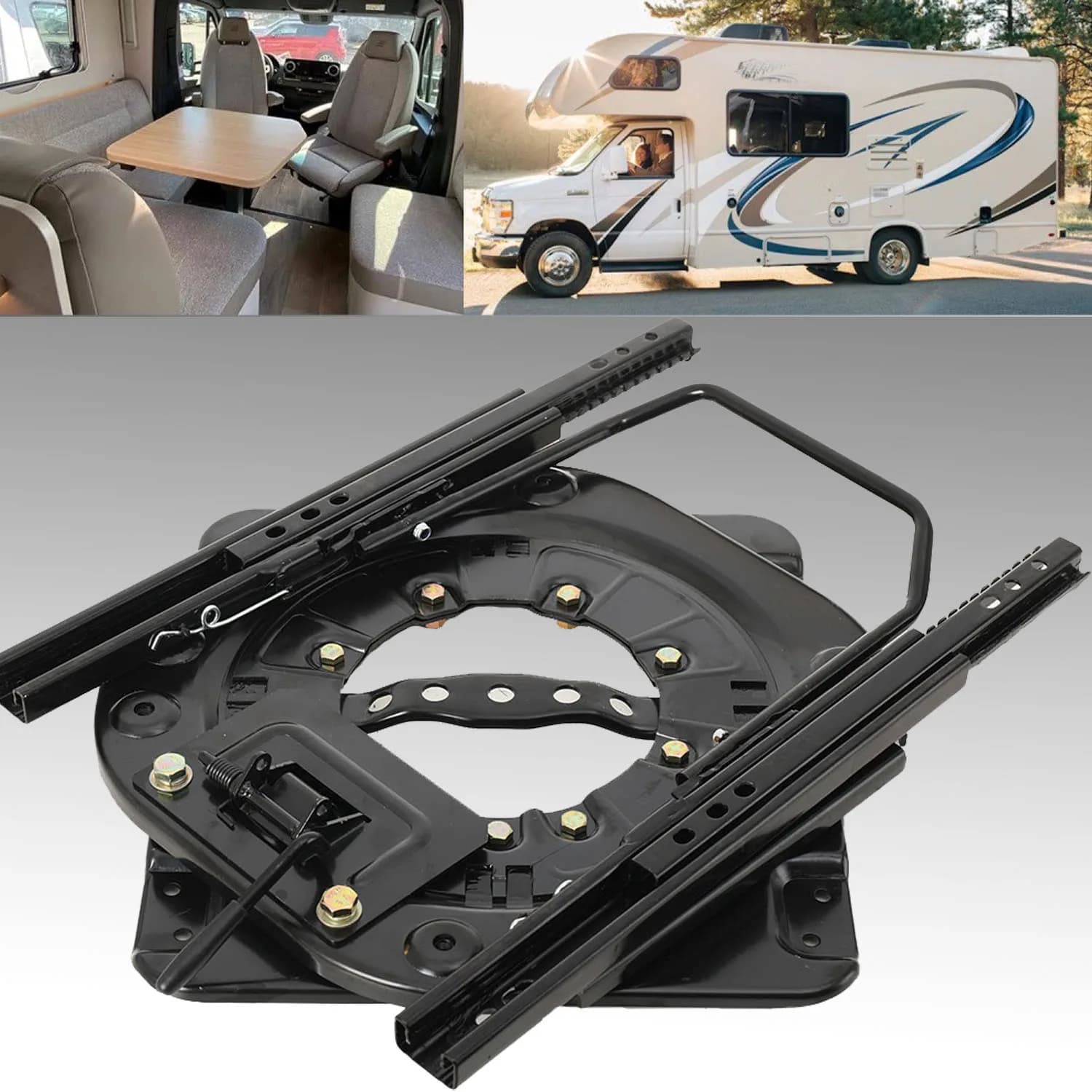 Base de siège pivotante avec rail coulissant, base pivotante universelle de siège de voiture rotatif pour camping-car RV camping-car camion