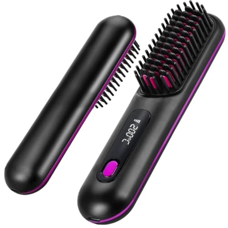 Brosses lissantes portables améliorées pour le voyage avec affichage de la température LCD, chauffe rapide, brosses à cheveux mini sans fil pour