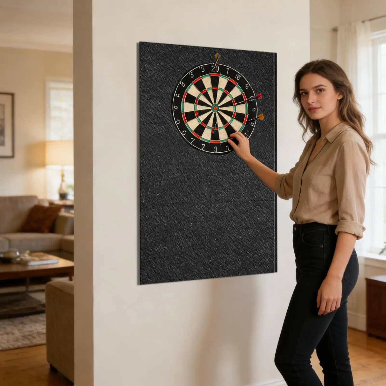 Protection Murale pour Cible de Fléchettes en Feutre – Panneau de Protection pour Cible de Fléchettes, Armoire de Protection pour Salle de Jeux,