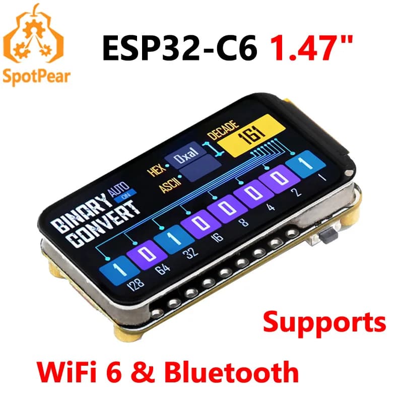 Waveshare ESP32-C6 carte de développement d'affichage 1.47 pouces 172 × 320 prend en charge WiFi 6 et Bluetooth ESP32 1.47 pouces écran tactile