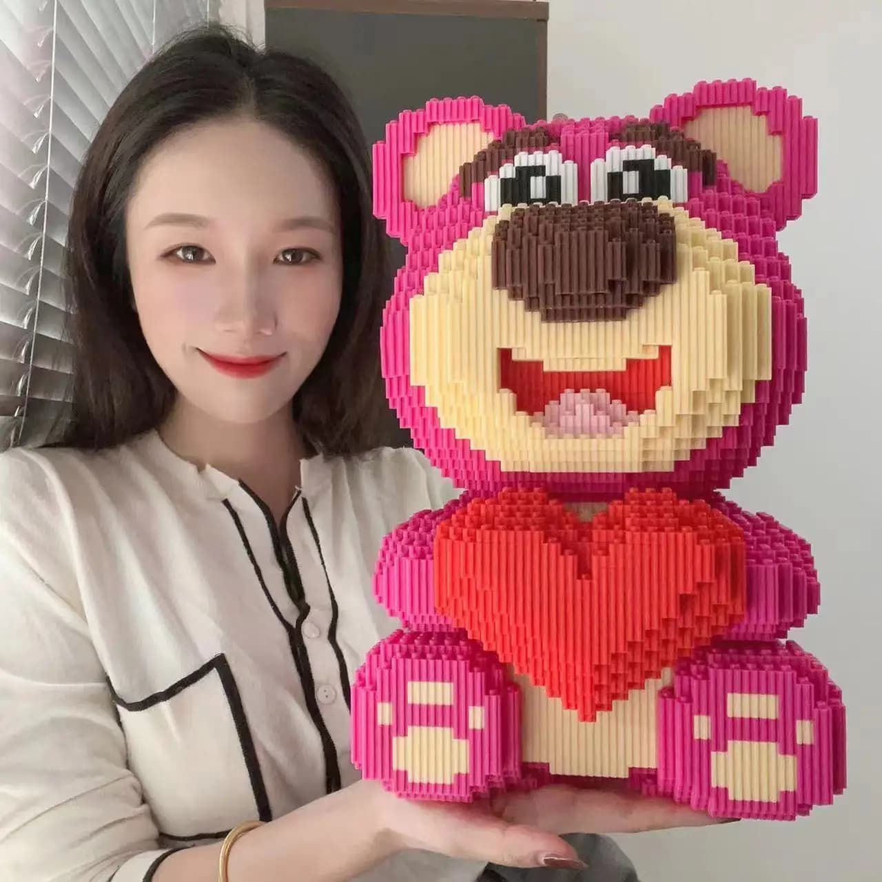 30CM Extra Large fraise ours bloc assemblage jouet petites particules Lotso fille étudiant Festival cadeau garçon Puzzle bloc