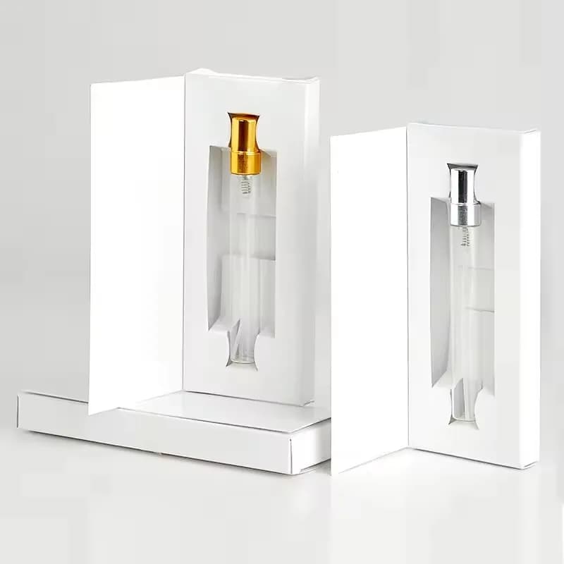 Bouteille de parfum en verre avec logo personnalisé, boîtes en papier, vaporisateur africain atomiseur, 50 pièces, 10ml