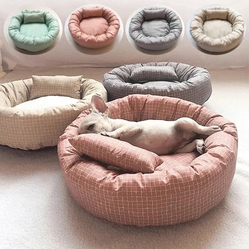 OUZEY Lit rond pour chat, lit confortable pour chien, canapé-lit doux et chaud pour animaux de compagnie, coussin lavable pour chiot et chaton,