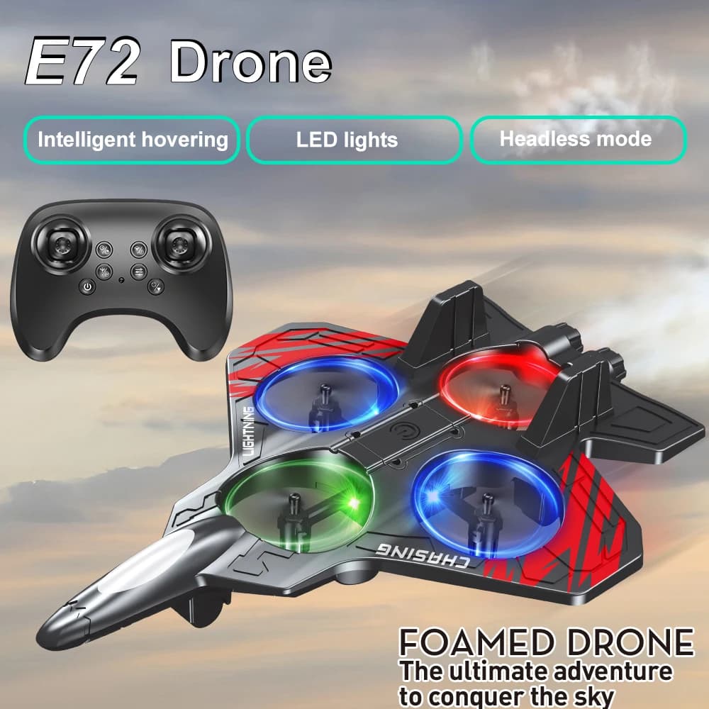 E72 cascadeur d'avion en mousse haute performance, vol stationnaire intelligente à hauteur fixe 360 °   Tournez le jouet de chasse télécommandé