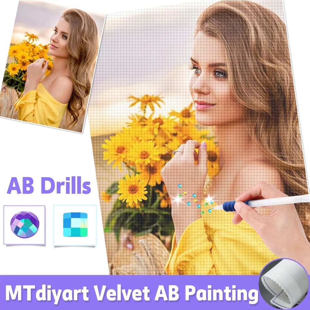 Peinture diamant personnalisée AB perceuse Photo bricolage 5D rond carré plein diamant mosaïque broderie passe-temps anniversaire bricolage velours