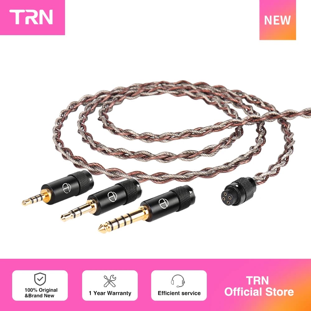 TRN RedChain – écouteurs en cuivre plaqué argent, câble de mise à niveau en cuivre OFC avec connecteurs interchangeables 2.5/3.5/4.4 pour TRN