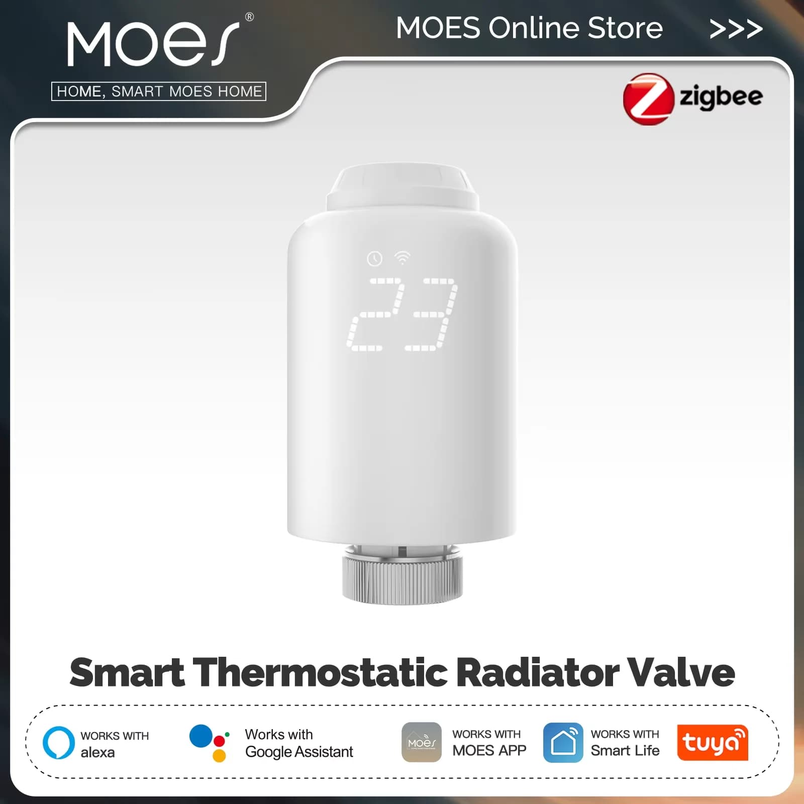MOES TRV Tuya ZigBee vanne de radiateur thermostatique SmartLife contrôleur de température de chauffage à distance sans fil commande vocale Alexa