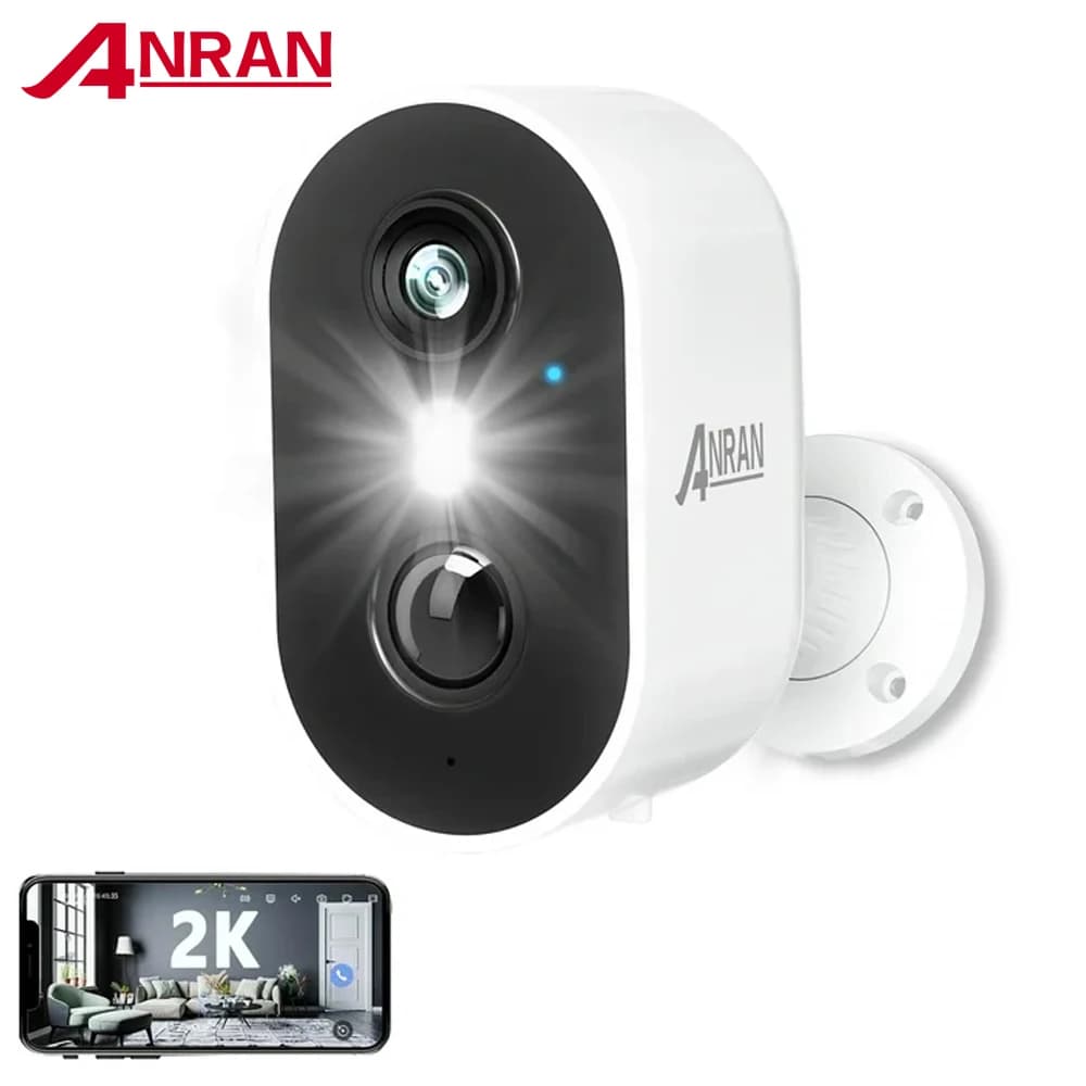 ANRAN-Caméra de sécurité domestique sans fil, batterie aste 2K, WiFi 2.4G, PIR ,IP65, fonctionne avec l'application ANRAN