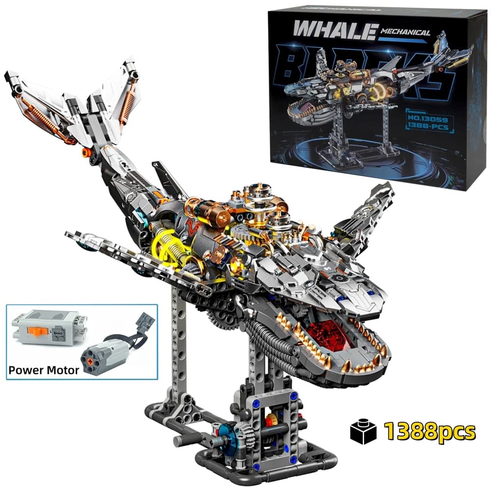 FUNXINEE – blocs de baleine mécaniques Ocean Life, 1388 pièces, avec Module d'alimentation léger, mouvement bionique, ornement créatif, boîte