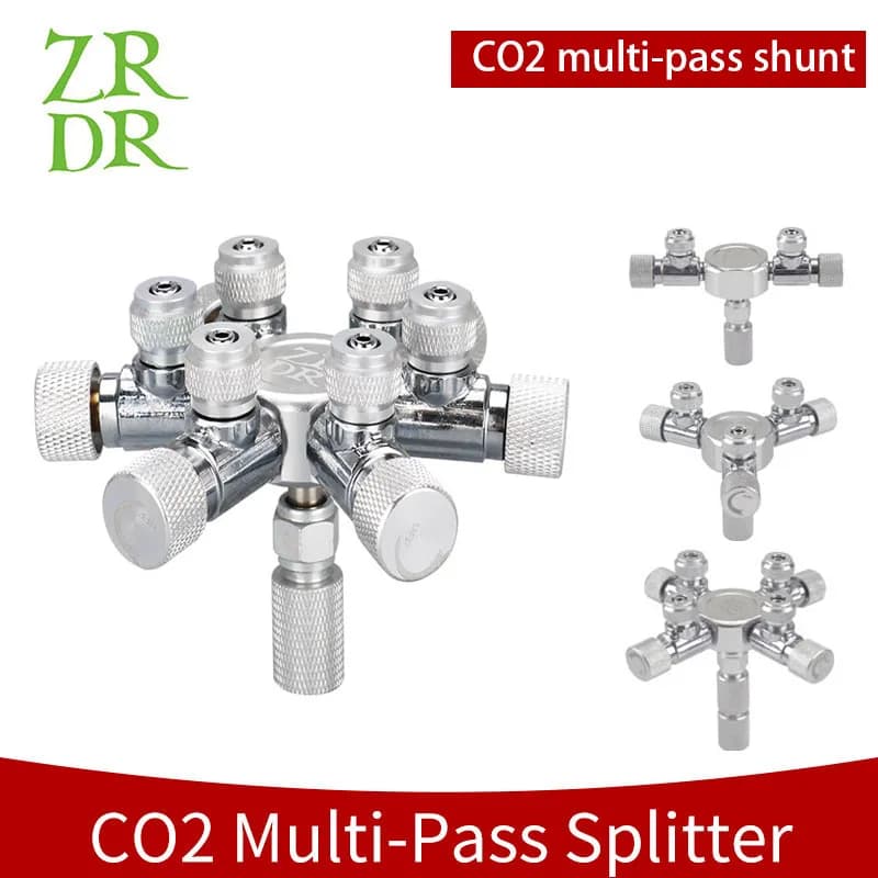 ZRDR – distributeur de CO2 multi-voies pour Aquarium en acier inoxydable, vanne à aiguille de séparation, clapet anti-retour, compteur de bulles