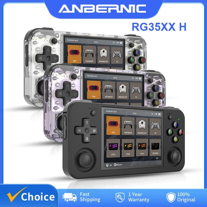 ANBERNIC RG35XX H Console de jeu portable Linux 3.5 pouces écran IPS H700 lecteur de jeux vidéo rétro 3300 mAh 64G 5528 jeux classiques