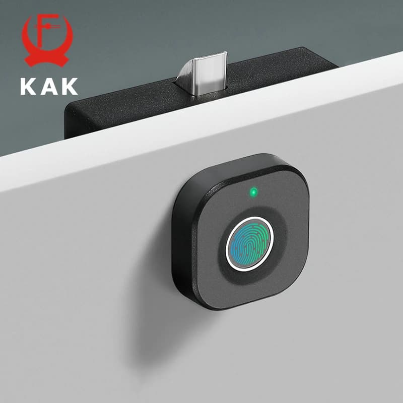 KAK serrure biométrique à empreintes digitales serrure d'armoire sans clé noire serrures de tiroir intelligentes serrure de porte antivol longue
