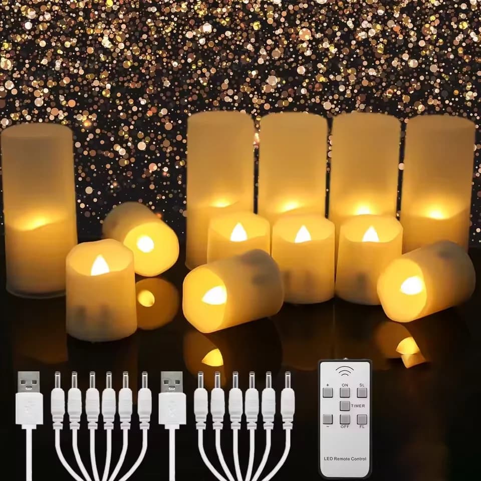 Bougies Led rechargeables, minuterie à distance, sans flamme, pour salle de mariage, jardin, éclairage de vacances, décoration de maison, lampe à