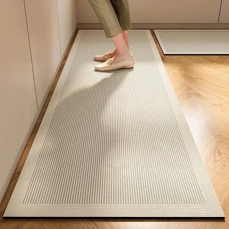 Tapis de cuisine long, imperméable, en PVC, antidérapant, en cuir, pour la décoration de la maison, résistant à l'huile, tapis de sol, Alfombra