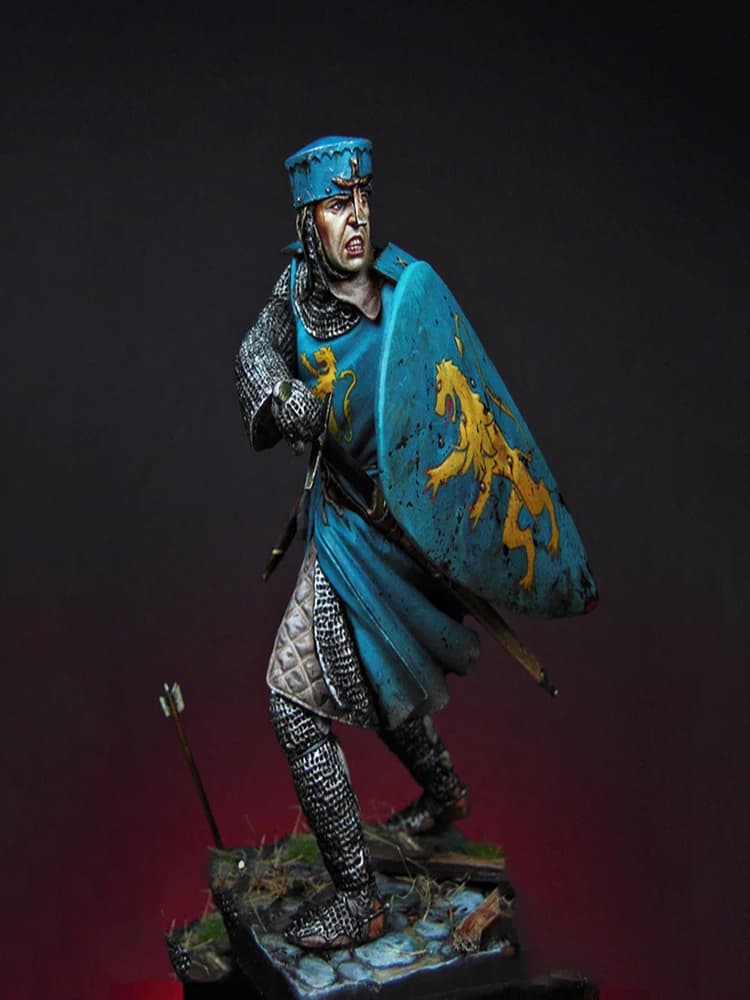 Resin Figure 1/24 ANCIENT Officer French Knight Crusade STAND Model Unassambled Unpainted Figure Building Kit