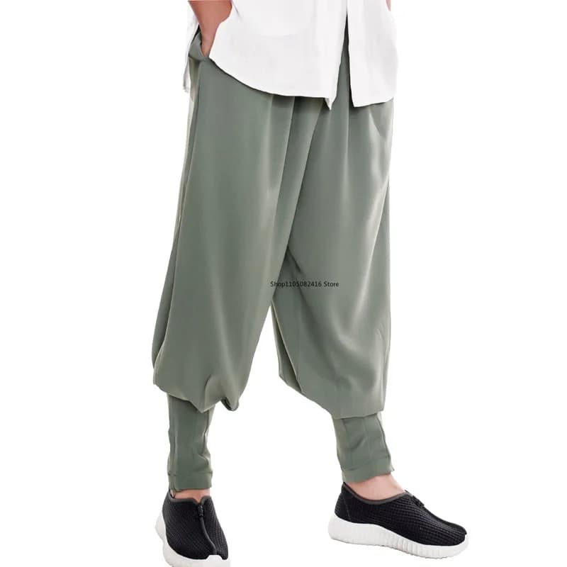 Pantalon de moine d'été en coton et lin, pantalon bouddhiste Zen, bas chinois traditionnel, bouddha Shaolin, pantalon de moine Kung Fu