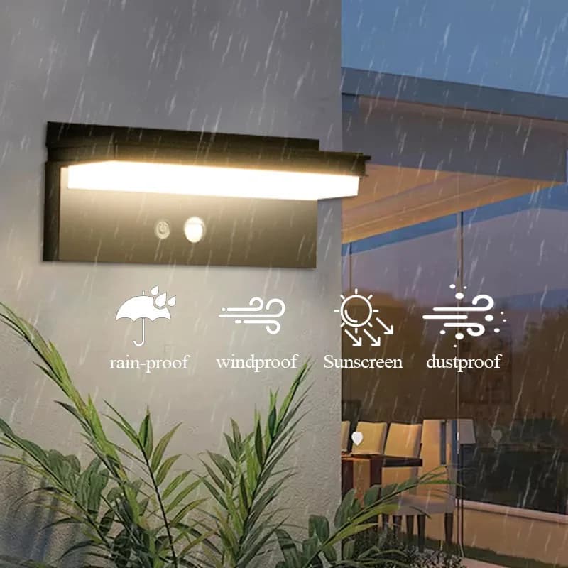 Lampe murale solaire extérieure LED à économie d'énergie, étanche, avec détecteur de mouvement, pour cour, villa, clôture, éclairage paysager