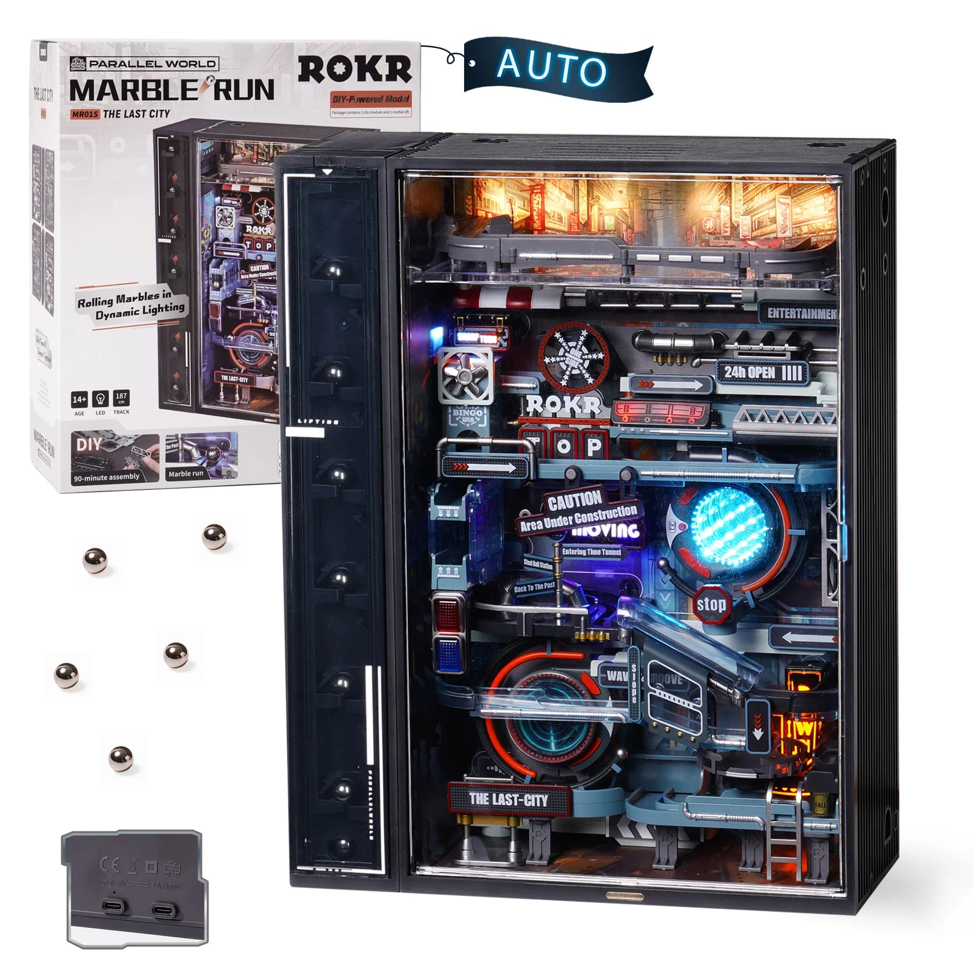Robotime Rokr la dernière ville-marbre futuriste course Cyberpunk cadeau pour hommes modèle de Puzzle 3D décoration de jeu automatique