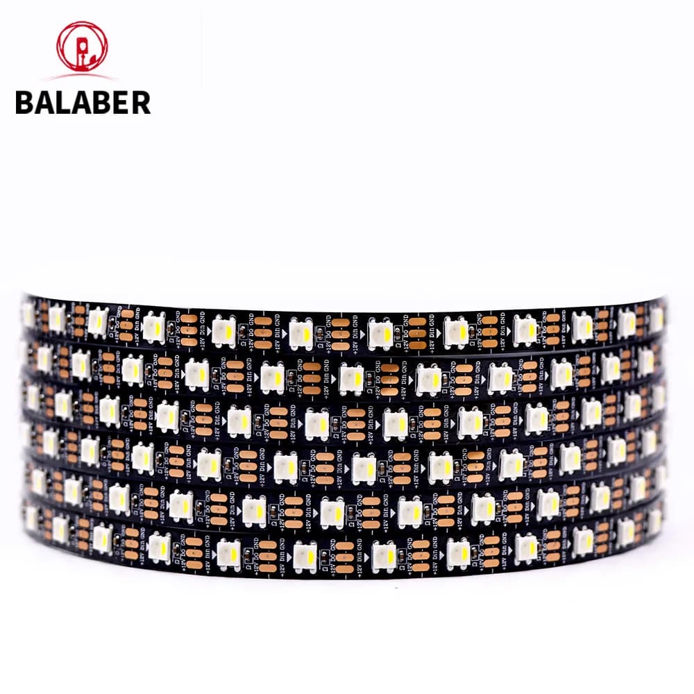 Bande LED RGBW 5V SK6812 4-en-1 similaire à WS2812B, 1m, 4m, 5m, 30, 60, 144 LED, PCB noir/blanc, câble 1-5 mètres, éclairage LED IP30 65